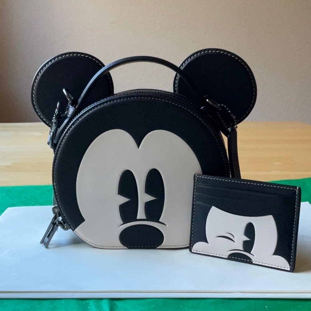 🐭 DISNEY X COACH MICKEY MOUSE EAR BAG & CARD CASE 🐭 NWT 🐭 - Picture 11 of 16